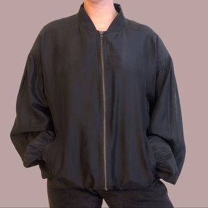 Vintage Silk Bomber Jacket in Black
